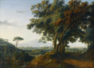 An Italian Capriccio Veduta by Jacob Philippe Hackert